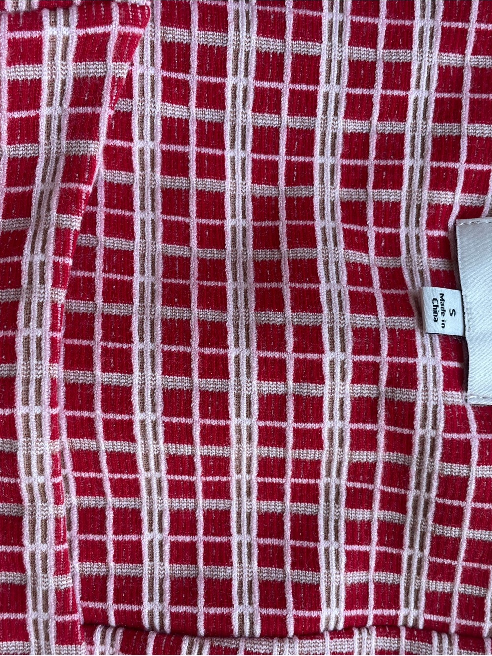 Reformation Red and White Check Square-Neck Mini Dress - Picture 2 of 4